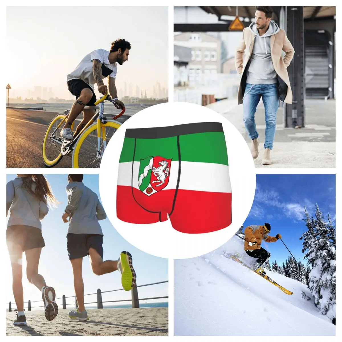 Flag Of North Rhine-Westphalia (state) Men's Boxer Briefs German states Humor Graphic Men's boxer leggings