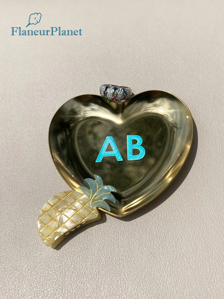 

FlaneurPlanet Initials Heart Shape Ring Trinket Dish Cute Jewelry Tray Bridal Shower Bridal Party Gifts for Bridesmaids