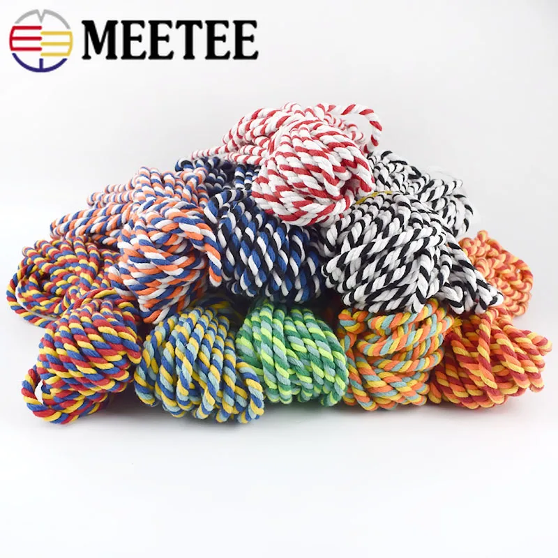 15 м x 6 мм Цветные 100% хлопок 3 акции витые Шнуры DIY ремесло веревка для сумки