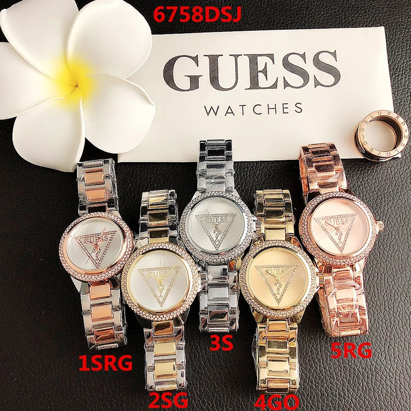 

Quartz Wrist Women Men Watches Clock Waterproof Watch Luxury Silver Bracelet Guess Watch With Box