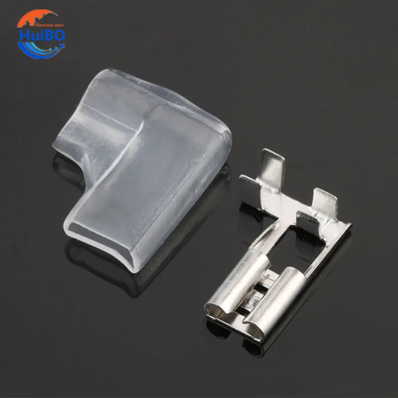 

100Sets(200pcs) 4.8 Female flag-shaped With Jacket Crimp Splice Terminals Wiring Spring Cold Pressed Wire Cable Connector
