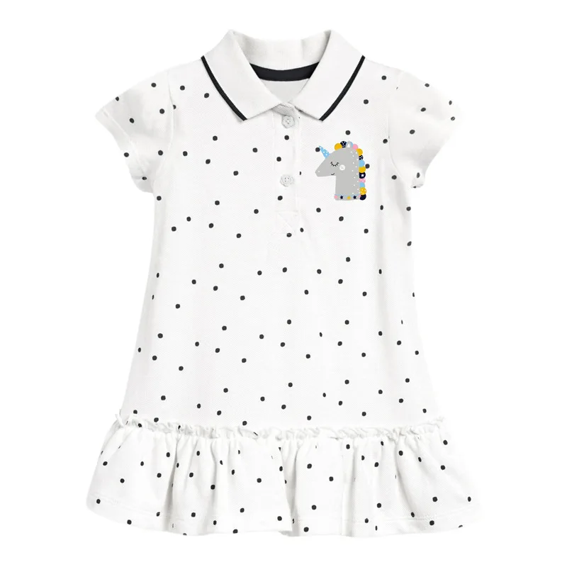 

Frocks for Girls 2022 Summer Baby Girl Children Clothes Toddler Cotton Unicorn Print Vestiods Dot Dress for Kids 2-7 Years
