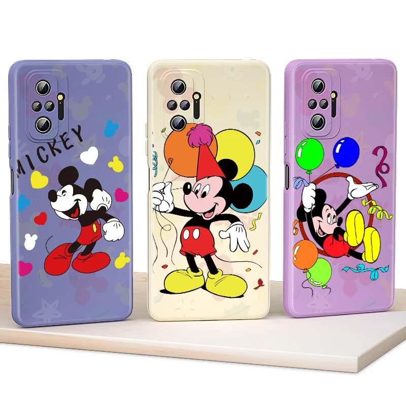 

Liquid Silicone Soft Cover Mickey Mouse Naughty For Xiaomi Redmi Note 7 8 8T 9T 9 9S 10S 10T 10 Pro Max 5G Phone Case