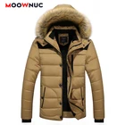 Зимние мужские парки, пальто, модные пальто, ветровка, Толстые мужские парки, куртки, приталенные однотонные шапки, повседневные ветрозащитные 5XL MOOWNUC