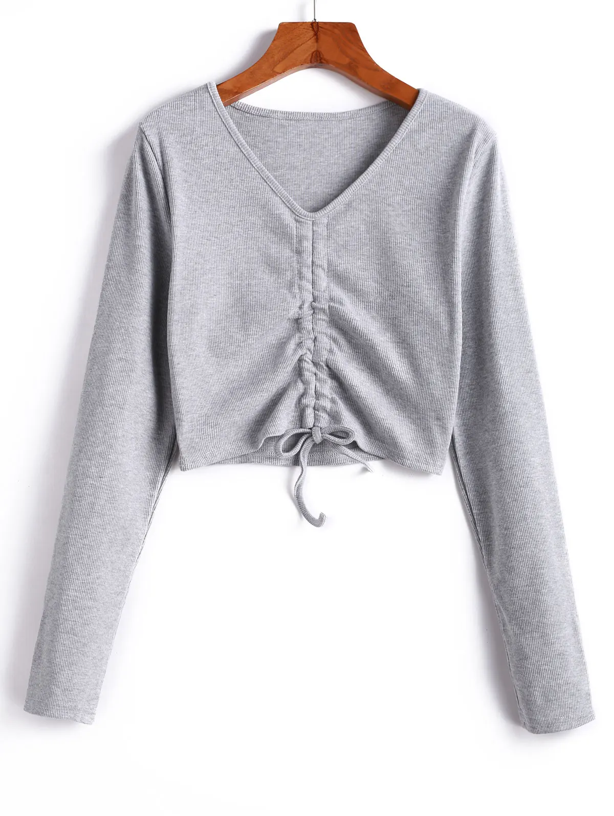 Zaful осень Однотонный женский Повседневный свитер с v-образным вырезом длинными