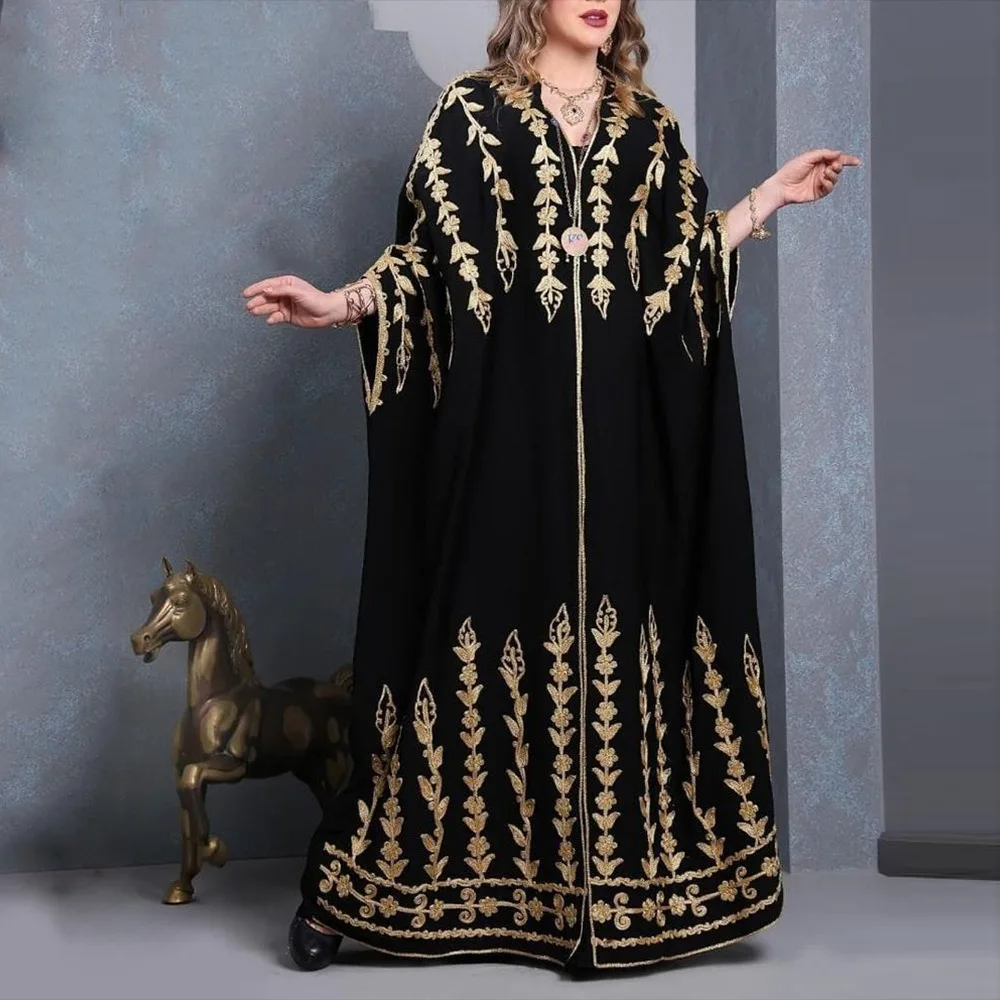 Длинное платье-Кафтан женское, свободное, с цветочным принтом, в африканском стиле, PW186