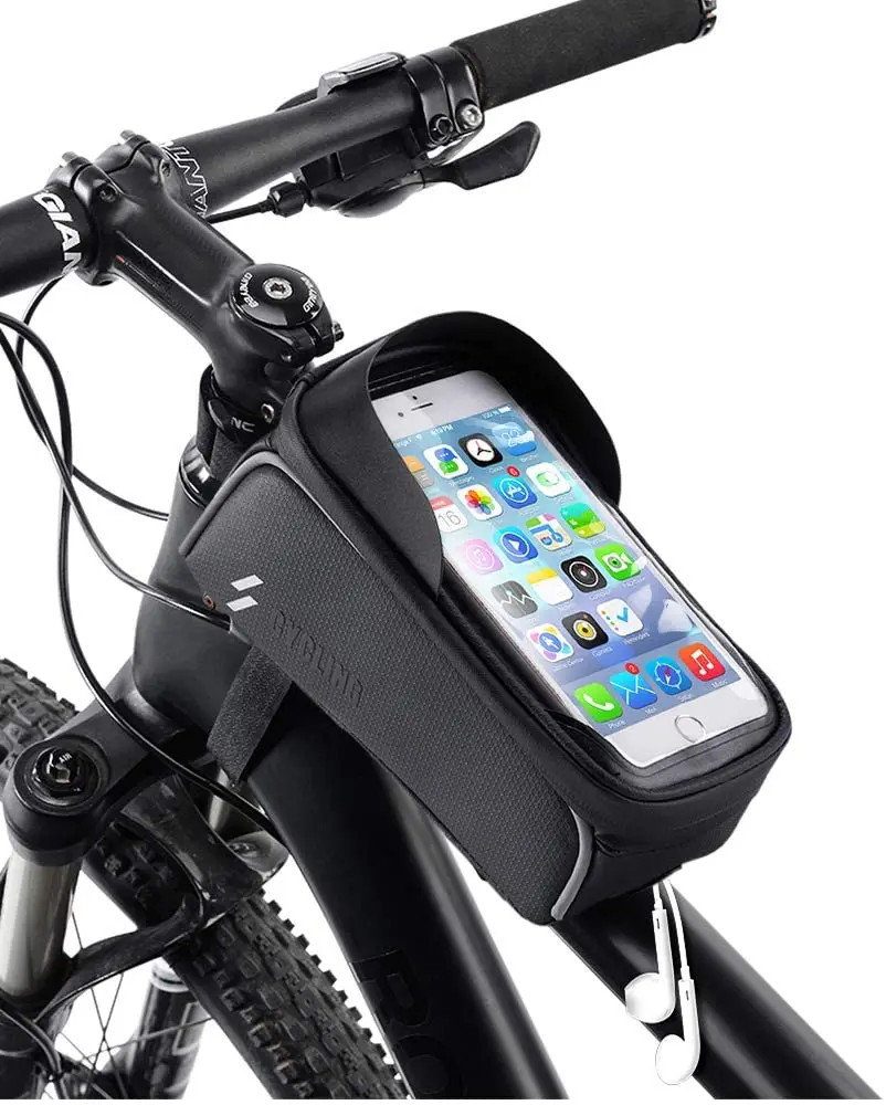 

Bike Frame Bag Waterproof Bicycle Bag Large Capacity Storage for Mobile Phones up to 6.0 inches with Headphone Hole Touch Screen