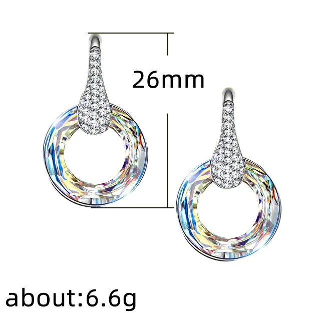 

USTAR Bling Colors CZ Stud Earrings For women Full Rhinestone Round Magical Earring Party Fashion Jewelry gift