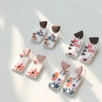 u magical summer geometrical multicolor flower dangle earring for women ethnic handmade polymer clay party earring jewellery