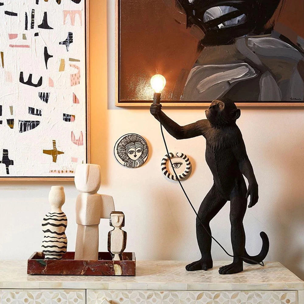 

Nordic Retro Resin Monkey E27 Светодиодная Напольная Лампа для спальни прикроватная лампа барный стол для гостиной интерьерное освещение декоративная ...