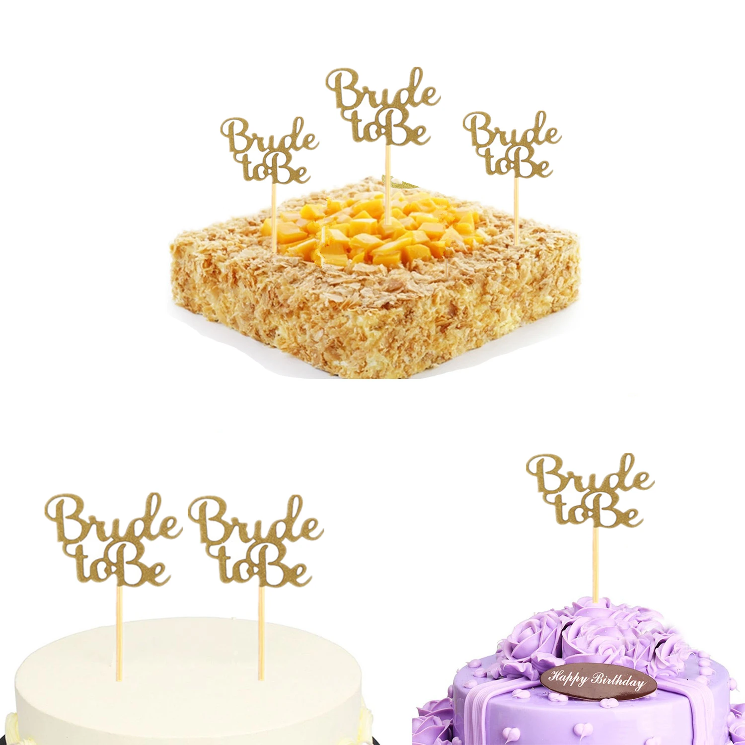 10 шт. золотые и серебряные блестки для невесты кексов свадебный душ Свадебный