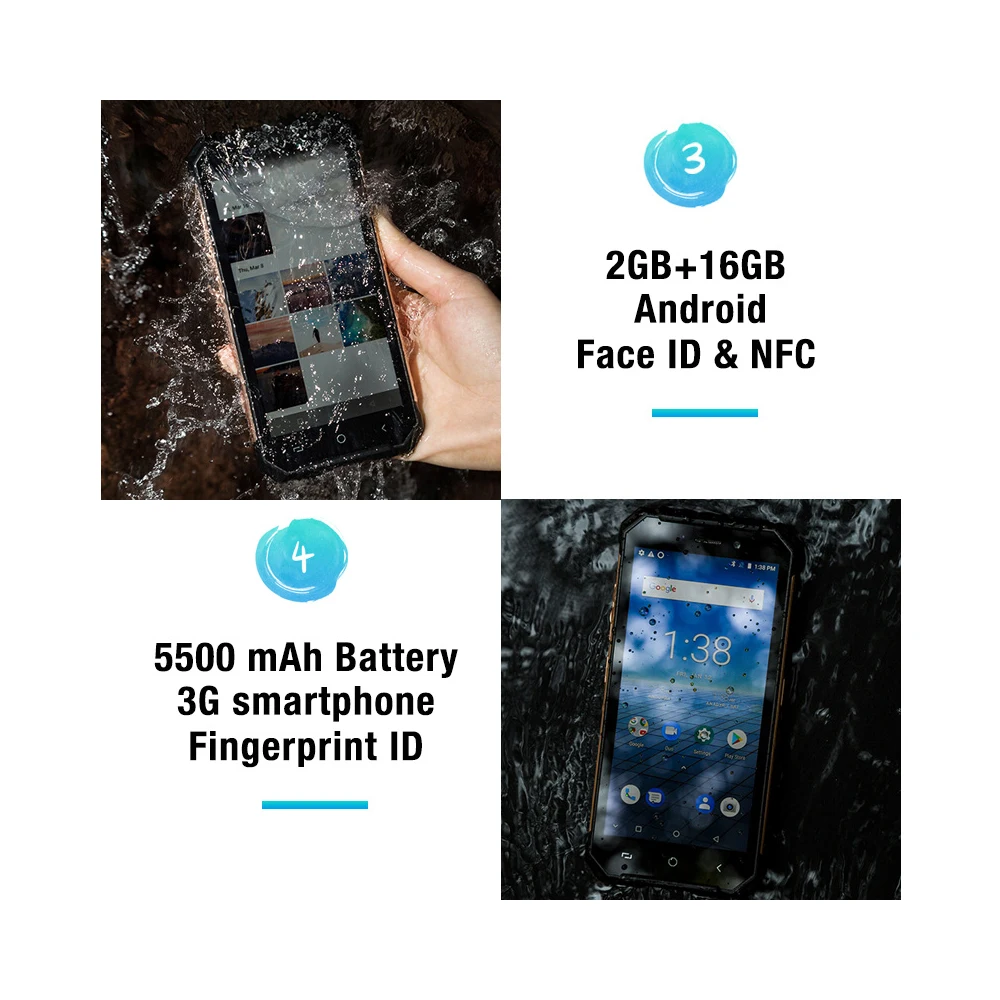 Смартфон Ulefone Armor X2 влагозащита IP68 3G HD экран 5 дюйма четырёхъядерный на базе Android 8 1