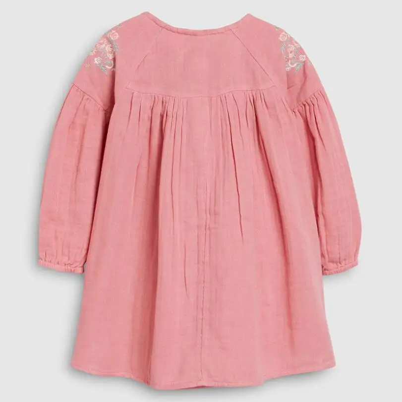 Однотонное платье с рюшами и цветочным рисунком для маленьких девочек Весенняя