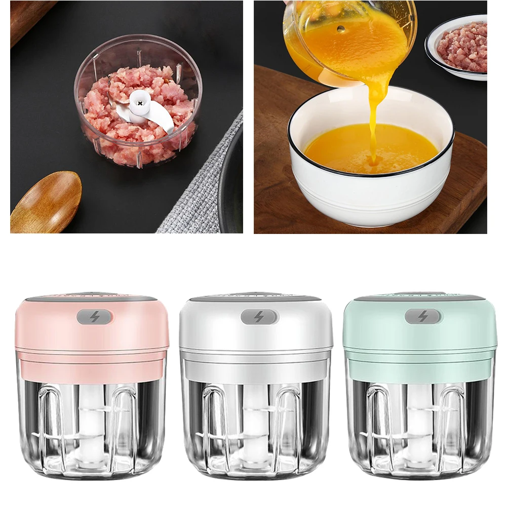 

100/250ml Mini USB Wireless Electric Garlic Masher Press Mincer Sturdy Vegetable Chili Meat Grinder Food Chopper Kitchen Tools