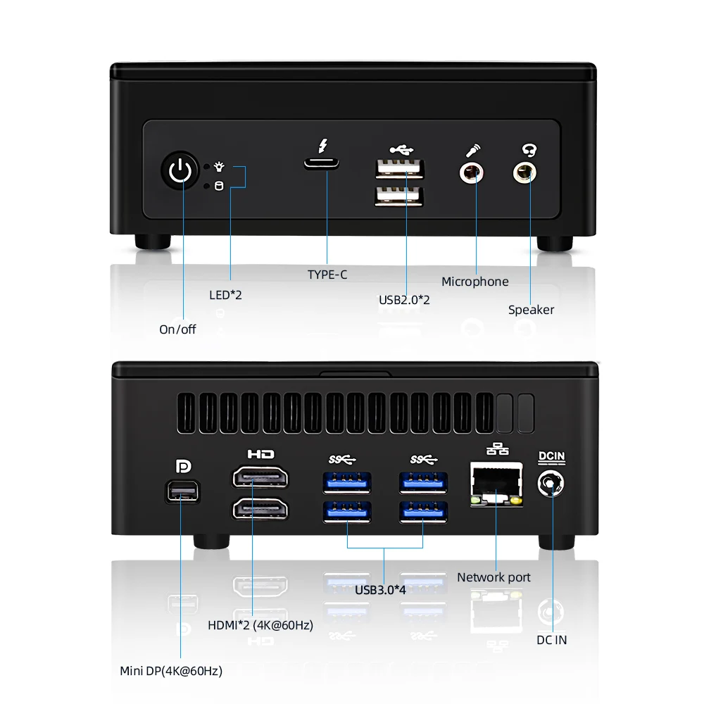 Новый игровой мини-ПК NUC Windows 11/10 i7 1165G7 i5 1135G7 Thunderbolt 4 2 * DDR4 NVMe SSD настольный компьютер