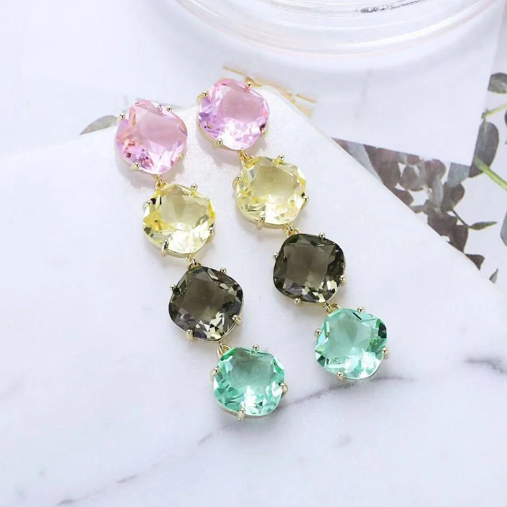 Модные изысканные дизайнерские серьги HIBRIDE с разноцветными фианитами для женщин