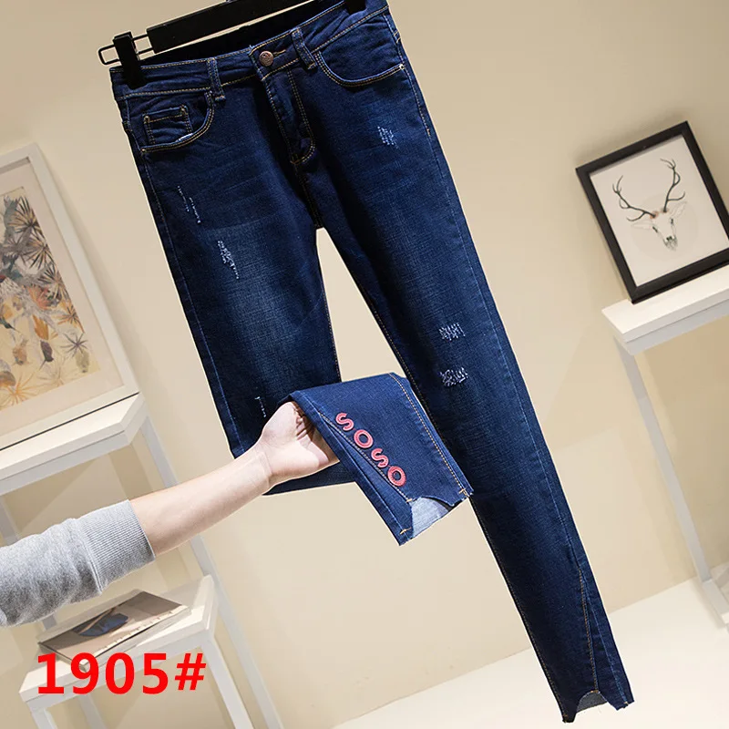 

Женские джинсы больших размеров на весну и осень, эластичные, уменьшающие возраст леггинсы , повседневные леггинсы с высокой талией