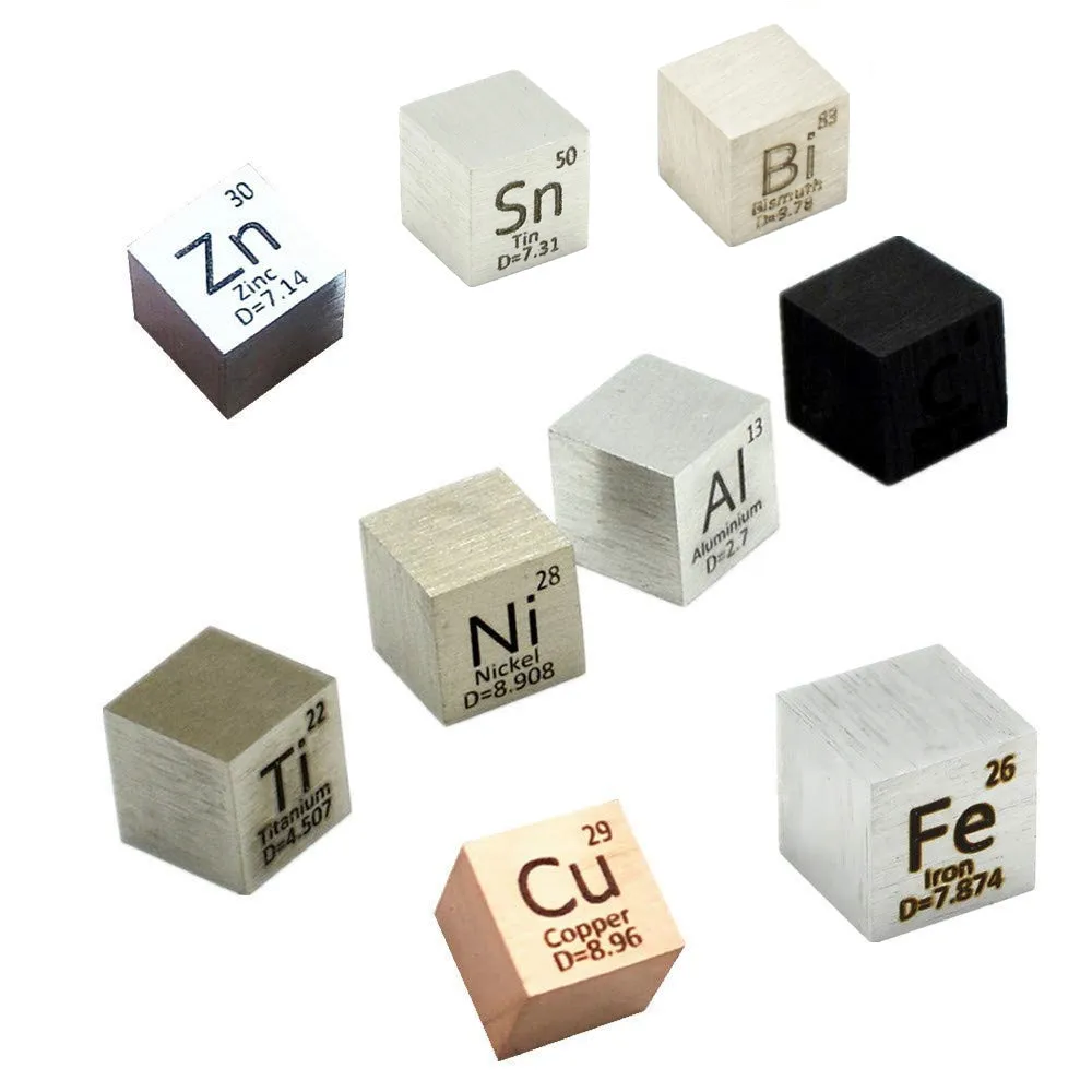 

Набор Металлических Кубиков 9 шт., кубики плотности 10 мм до 99.99% чистоты Cu, титан C, никель, железо, медь, цинк Al Sn