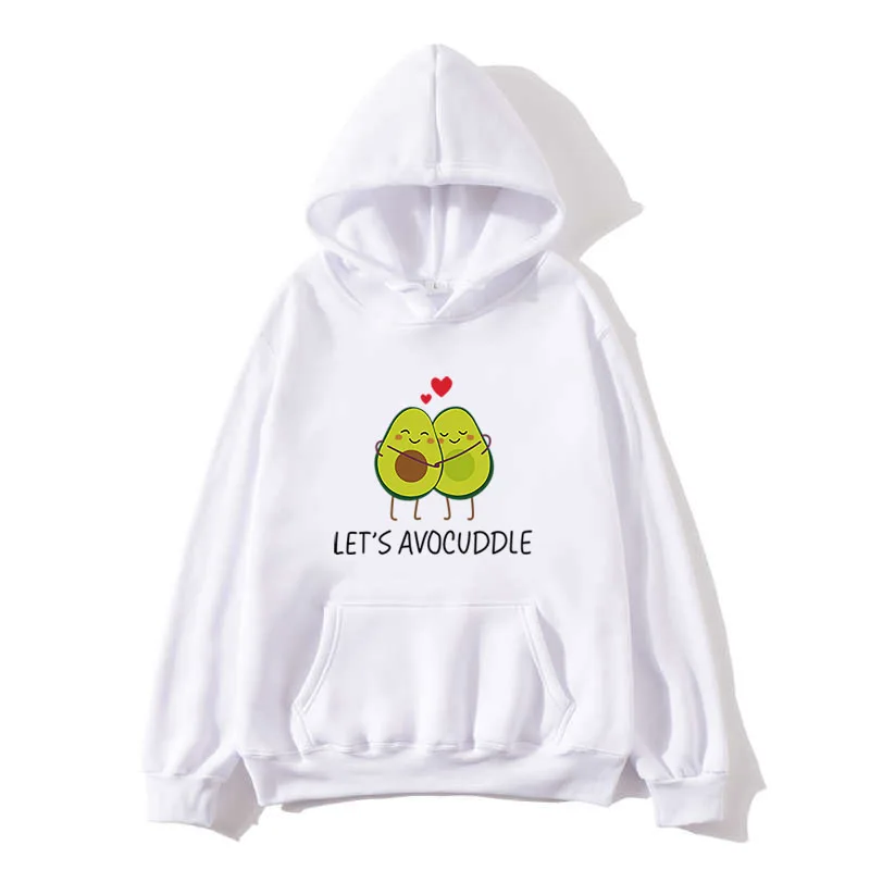 2020 Winter Harajuku Couple Sweatshirt Cute Cartoon Avocado Print Women Hoodies Korean Fashion Streetwear Female Pullovers Coats