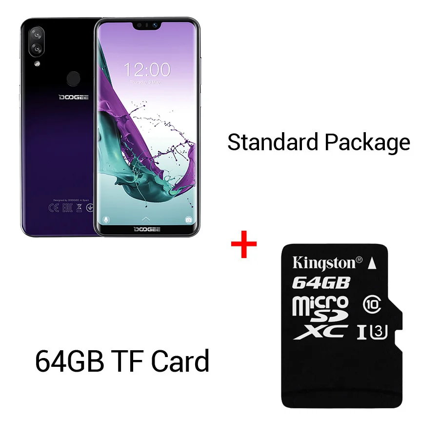 Purple N 64GB Card DOOGEE N10 3 ГБ 32 ГБ Android 8,1 смартфон 5,8" FHD 19:9 дисплей 3360 мАч Четырехъядерный 4G LTE мобильный телефон Дроп экран - Цвет: Purple N 64GB Card