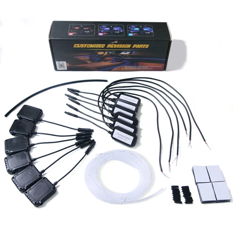 

Автомобильная светодиодсветодиодный атмосферная лампа, интерьерная атмосферная лампа, нитка, бесплатное приложение, холодсветильник, каб...