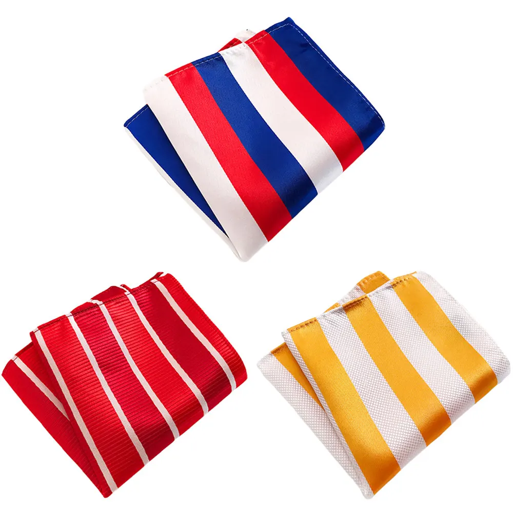 3 Packs Men Stripe Candy Color Pocket Square Handkerchief Wedding Party Hanky HZTIE0371 | Аксессуары для одежды
