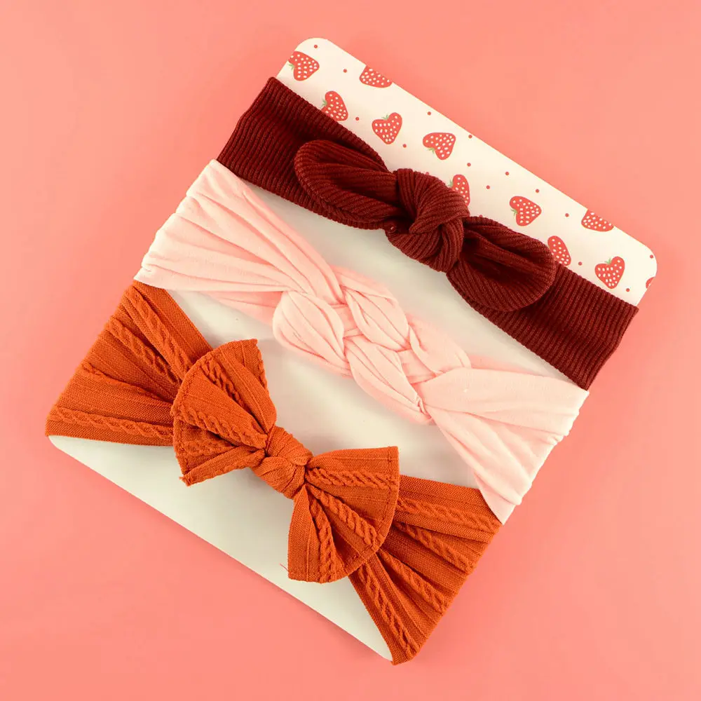 3Pcs/Set aby Girl Headband Ribbon Elastic Headdress Kids Hair Band Newborn Solid Bow Soft Baby Headwear Accessories