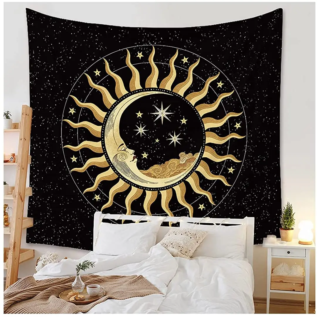 

Гобелен с рисунком Солнца и Луны в Таро, настенный гобелен для спальни, гостиной и кабинета, украшение Гобелены