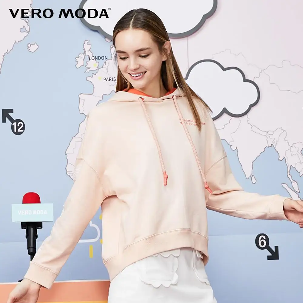 Vero Moda/Новинка Женская Свободная Толстовка с буквенным принтом и манжетами из 100%