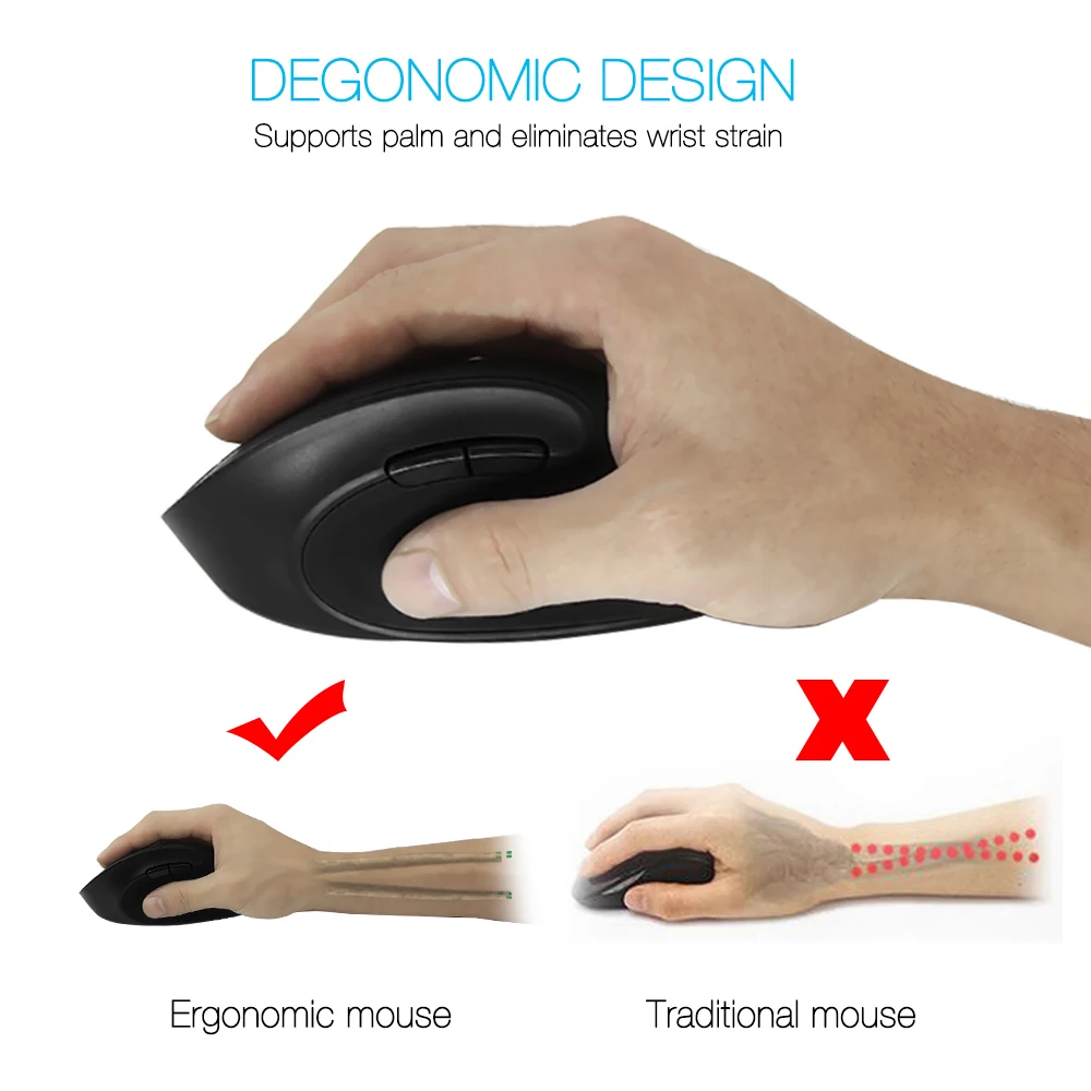 Мышь Компьютерная Delux Вертикальная беспроводная 2 4 ГГц USB 1600DPI | Компьютеры и офис