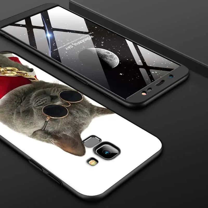 

Cat with glasses for Samsung J7 Duo J2 J4 J8 J730 J6 J530 J5 J3 Prime Plus Core 2018 2017 2016 EU Black Phone Case