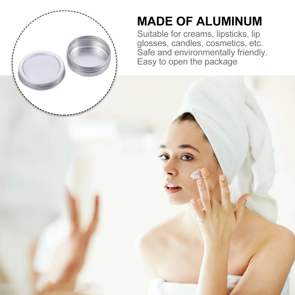 

12pcs 60ml Round Shaped Aluminum Jars Empty Makeup Cream Tin Containers Pot Cans