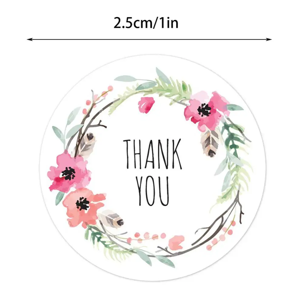 

Flowers Thank You Stickers Seal labels Stationery Packaging Stickers Wedding Party Home Decoration Gifts 6 Different Design