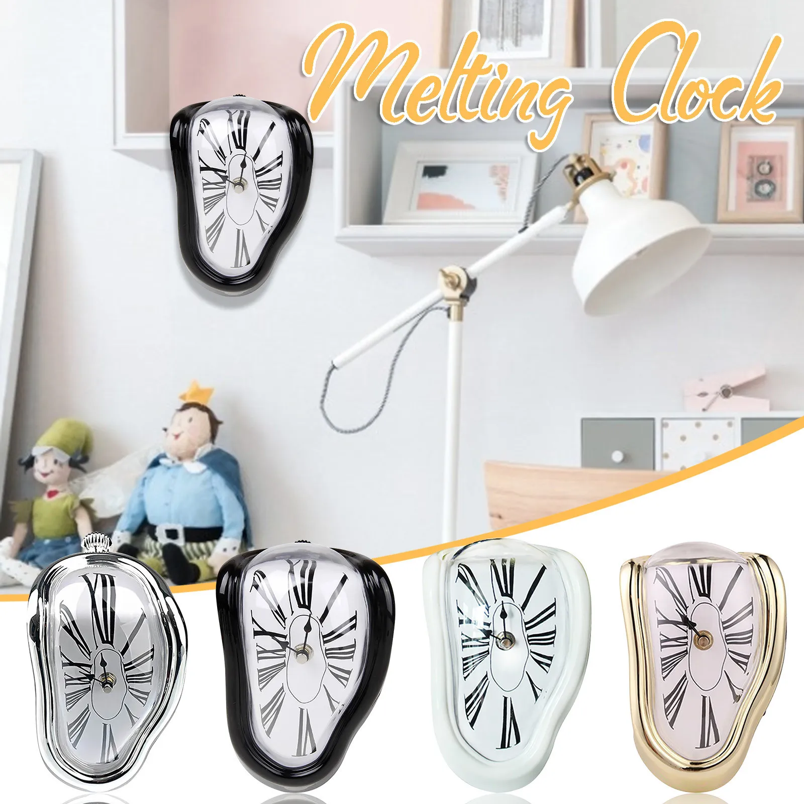 Surreal расплавленные скрученные римские цифры настенные часы в стиле сюрреализма