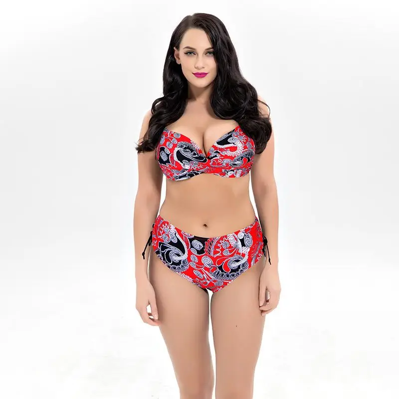 Женский купальник большого размера новинка 2021 пикантное бикини с высокой талией