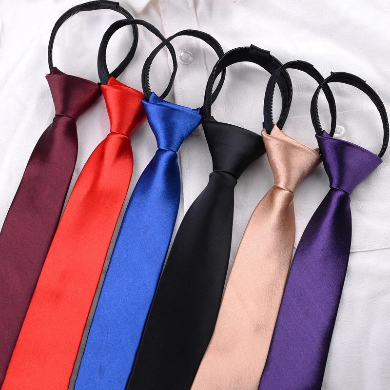 

Men Necktie Zipper Lazy Tie Fashion Solid 5cm Ties Business for Man Gravatas Handkerchief Bowtie Mens Wedding Shirt Accessories