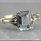 Женское кольцо с кристаллом из циркония, с покрытием винтажный античный серебряный