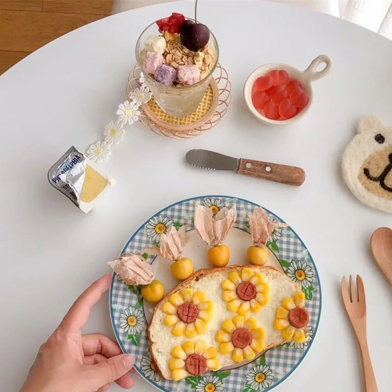 Новинка корейские круглые керамические Тарелки из костяного фарфора Для Еды