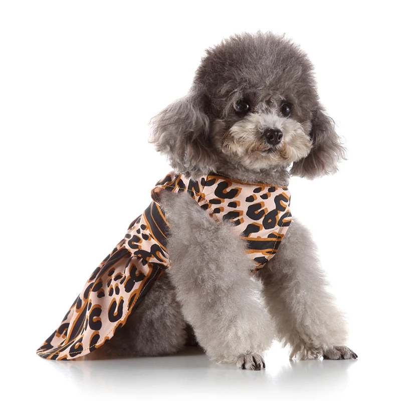 Сексуальное платье с леопардовым принтом и круглым вырезом для собак Одежда