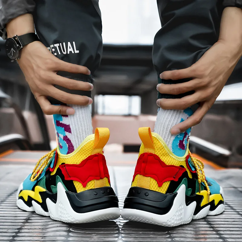 

Stylish New Autumn Men Designer Sneakers Colorful Matching Men Platform Shoes Streetwear Comfort Casual Sneakers Men Trainers