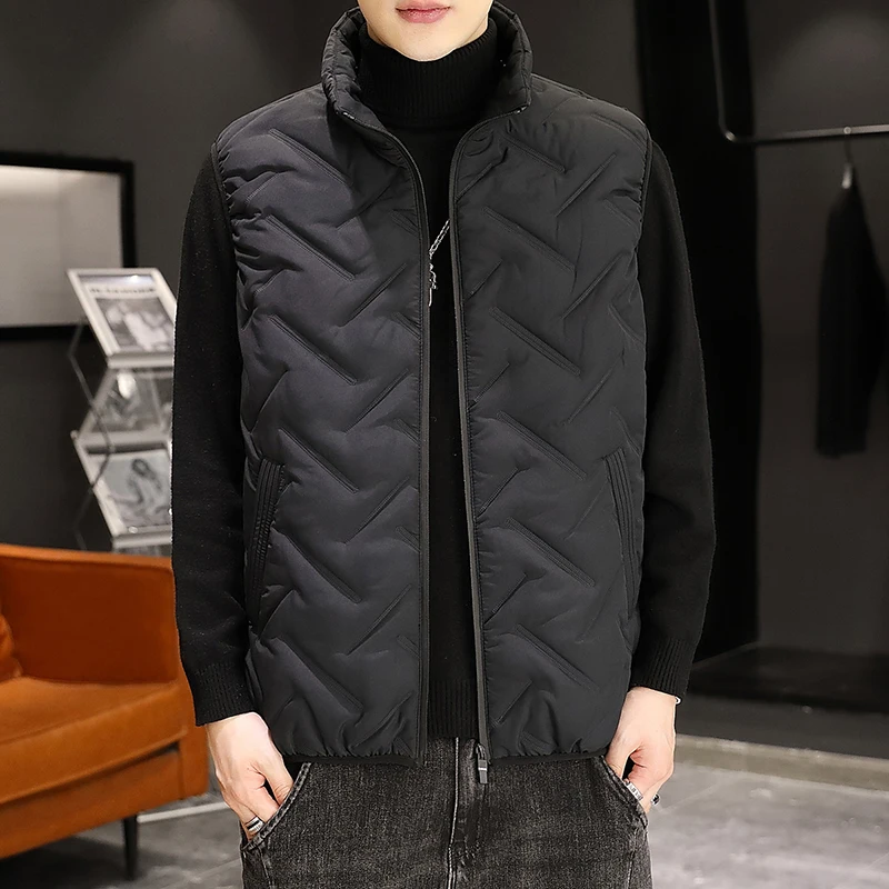 

HEDUO L-8xl New Plus Size Down Cotton Vest Men Loose Large Size Add Fat Warm Men's Winter Jacket Tide