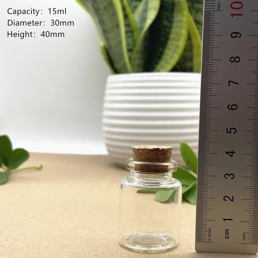 

24pcs/lot 30*40mm 15ml Glass Bottle with Cork Test Tube Stopper Spice Bottles Container Jars Vials DIY Practical Craft