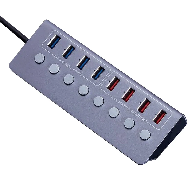 Алюминий сплав 8 Порты и разъёмы USB3.0 сплиттер 4 для ноутбука на usb хаб Быстрая