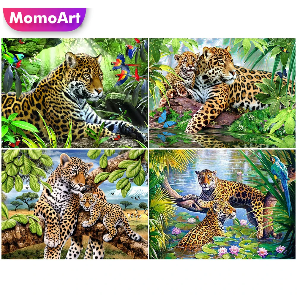 

MomoArt Алмазная мозаика с леопардовым принтом крест стежка Набор для алмазной вышивки 5D DIY картина Стразы животных картина ручной работы хобби