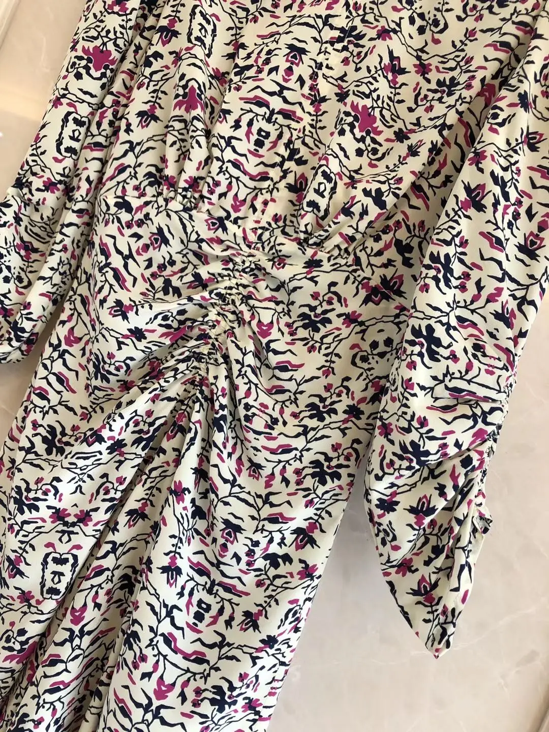 

2021 Women Dress Spring Summer New French Palace Wind Bubble Sleeve Small V-neck Floral Dress