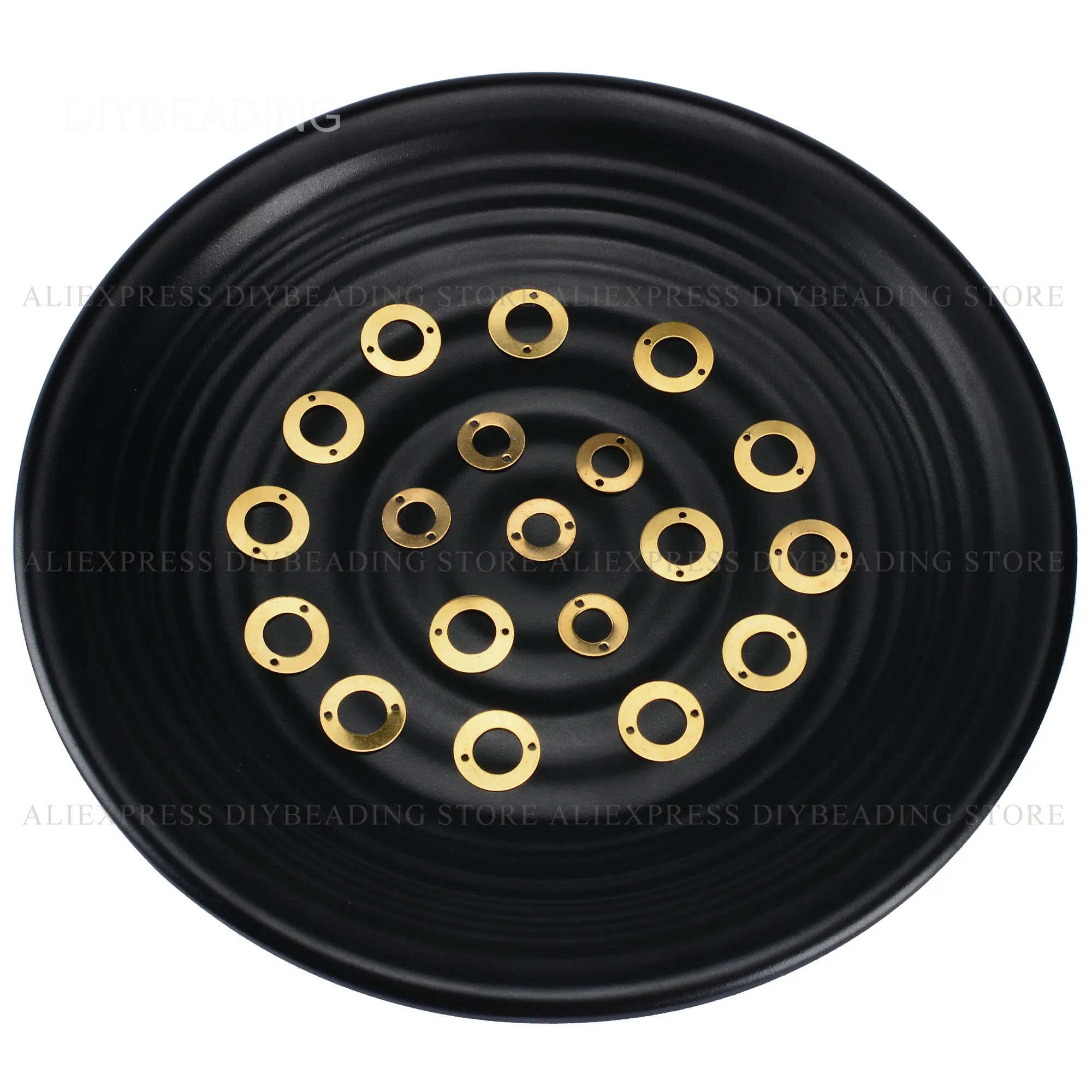 

100-1000 Pcs Brass Finding for Jewelry Making Flat Round Disc Circle Donut Connector Component Lots Wholesale (2 Hole Very Thin)