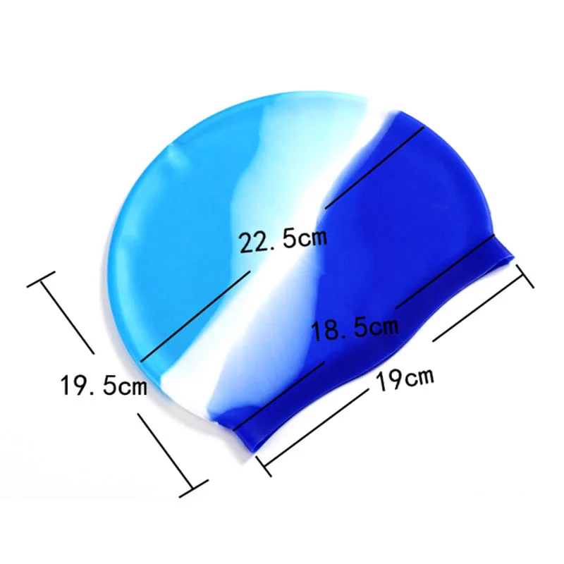 

Waterproof Anti-Skid Pure Silicone of Color Combination Swimming Hat Colorful Swimming Headgear for Adult Men and Women