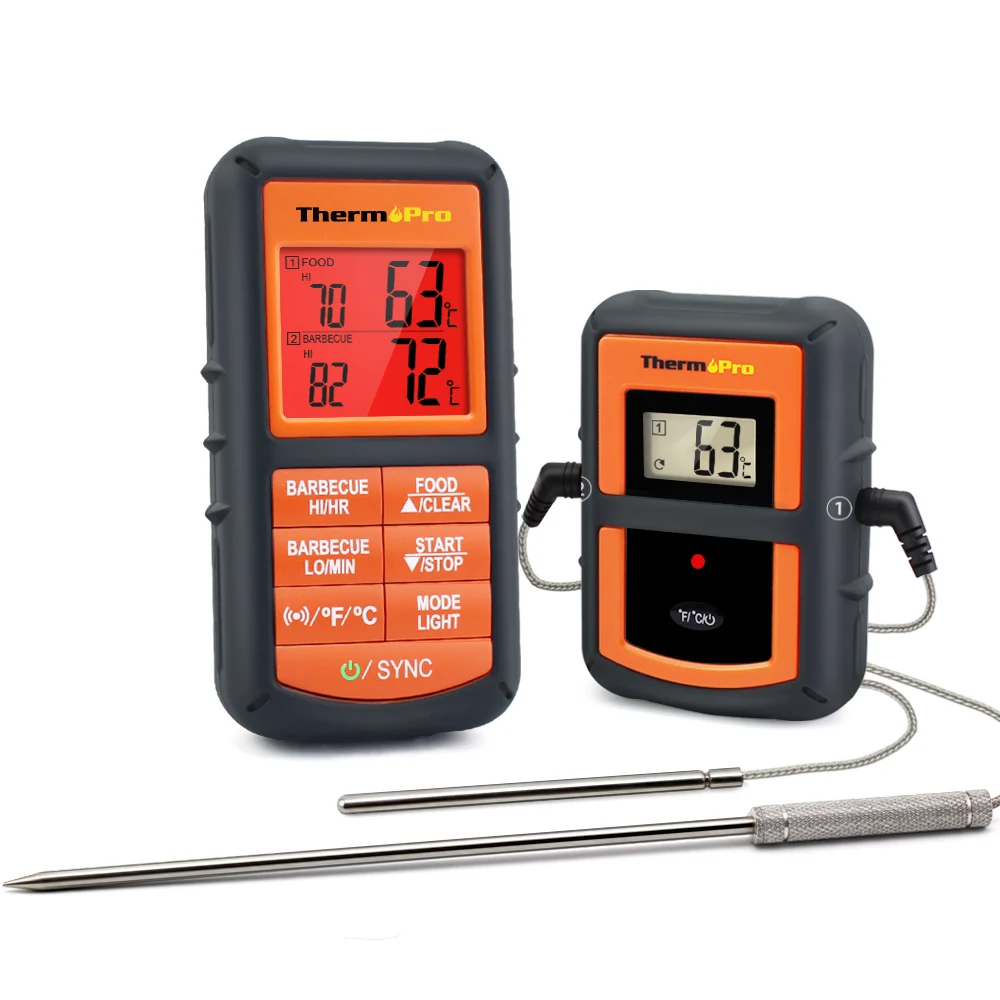 ThermoPro TP-08S 90 м дистанционный беспроводной Кухонный Термометр с двойным зондом для барбекю, курильщика, гриля, духовки, мяса с таймером