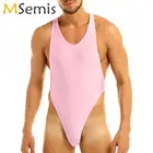 Сексуальный мужской боди для взрослых, без рукавов, с открытой спиной, стринги, Тедди, трико, гей, с высоким вырезом, открытая попка, комбинезон, эротическая одежда для сна