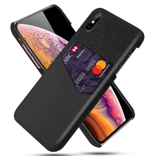 Для iPhone XS Max XR X XS 7 8 Plus Чехол для карт из искусственной кожи Бизнес чехол для iPhone 7 8 6 6S Plus X XS слоты для карт жесткий чехол - Color: Black